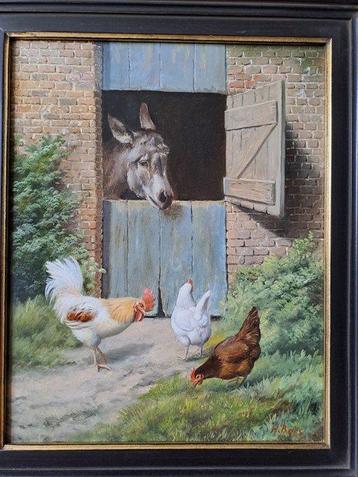 Hilaire Bals (1940) - Âne, poules et coq beschikbaar voor biedingen