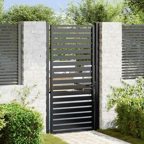 vidaXL Tuinhek afsluitbaar 100x180 cm aluminium zwart, Tuin en Terras, Tuinpoorten, Nieuw, Verzenden