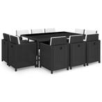 vidaXL 11-delige Tuinset met kussens poly rattan zwart, Tuin en Terras, Tuinsets en Loungesets, Verzenden, Nieuw, Tuinset