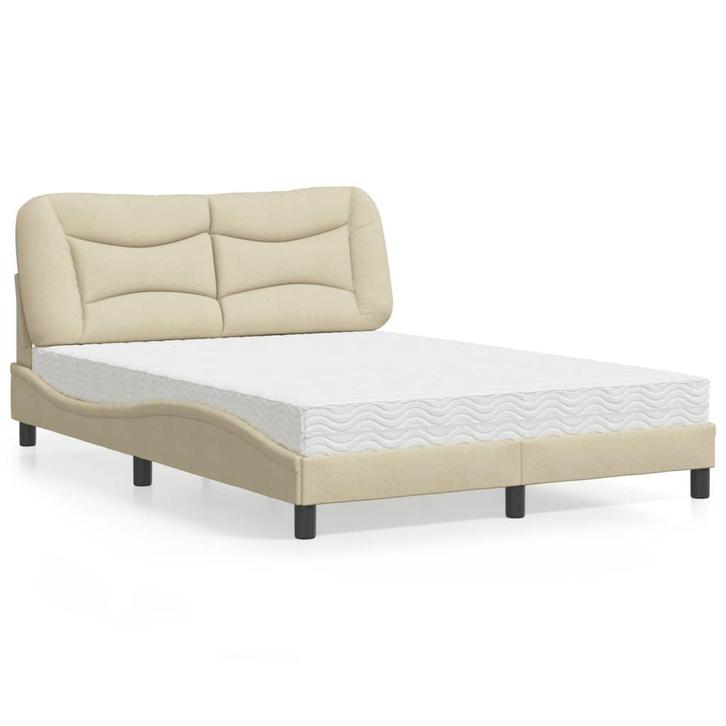 vidaXL Bed met matras Hvar stof crèmekleurig 120x200 cm, Huis en Inrichting, Slaapkamer | Bedden, Nieuw, Verzenden