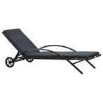 Antraciet Rattan Ligbed met Wieltjes - Tuinmeubelen Deal, Verzenden, Nieuw, Rotan