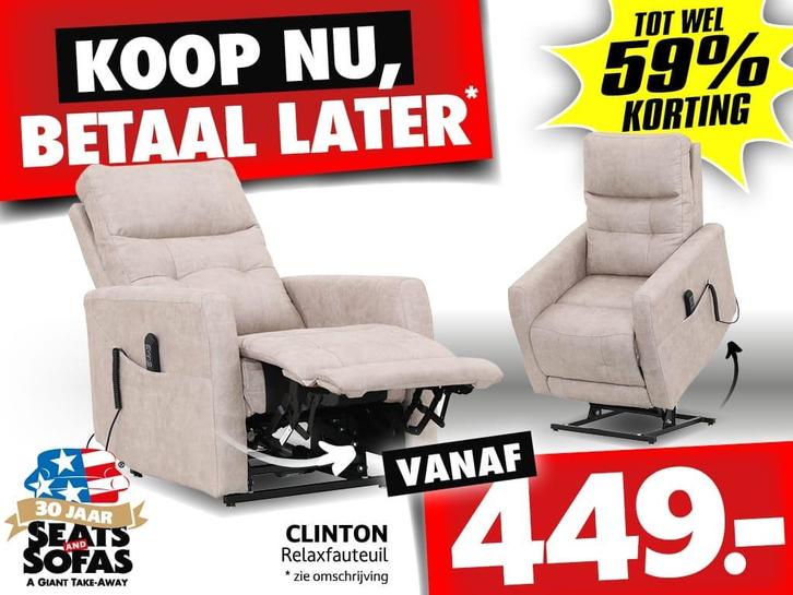 Clinton Zetel vanaf €449.-  Betaal in 12x zonder rente!, Huis en Inrichting, Zetels | Zetels