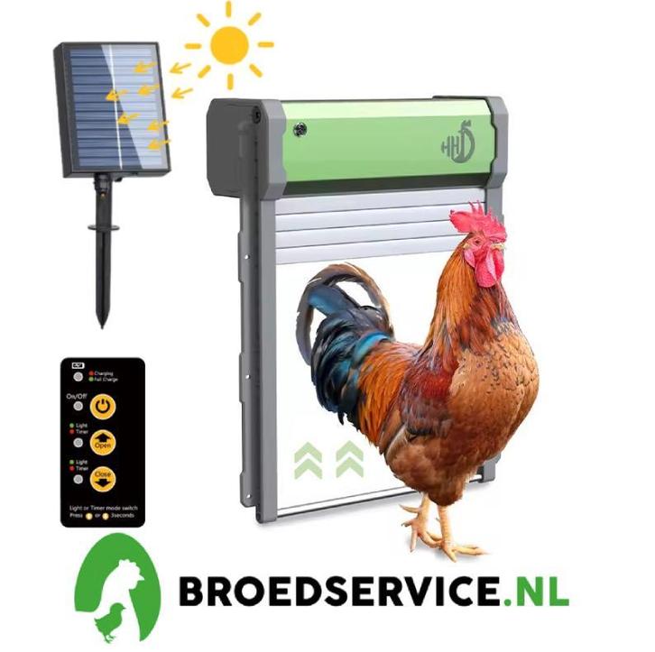 Actie - Premium Kippendeuren met Timer en Zonnepaneel, Dieren en Toebehoren, Pluimvee | Toebehoren, Kippenhok of Kippenren, Nieuw