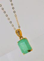 Zonder Minimumprijs - Hanger - 14 karaat Geel goud Smaragd -, Handtassen en Accessoires, Antieke sieraden