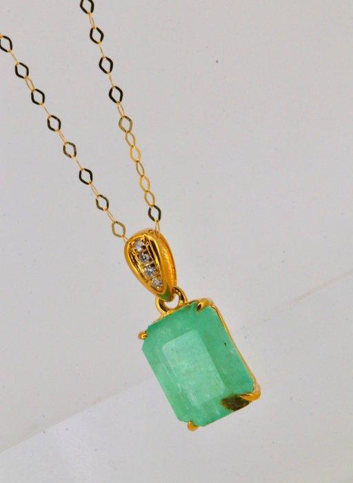 Zonder Minimumprijs - Hanger - 14 karaat Geel goud Smaragd -, Handtassen en Accessoires, Antieke sieraden