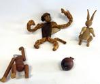 Figuur - 4 vintage Scandinavian figures  (4) - teak, leer, Antiek en Kunst, Curiosa en Brocante
