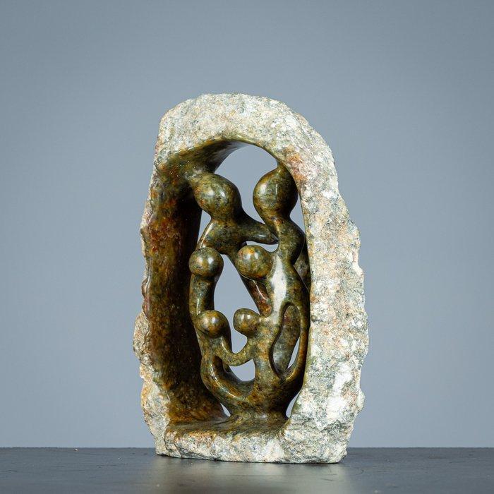 Beeld, Familiebeeld van zes personen - 200 mm - Serpetine, Antiek en Kunst, Kunst | Designobjecten