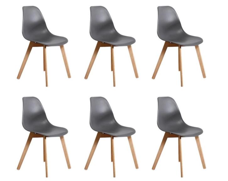 Lichtgewicht set van 6 grijze eetkamerstoelen - eenvoudig..., Huis en Inrichting, Stoelen, Grijs, Vijf, Zes of meer stoelen, Nieuw