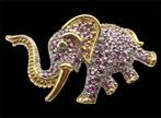 Saffier - Zilver, Broche Éléphant Royal en Grenat : Rustige, Antiek en Kunst