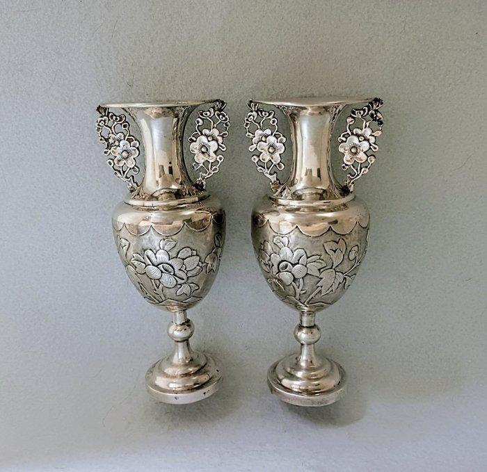 Pair of Chinese Export Silver - Vase - Argent 900, Antiquités & Art, Antiquités | Argent & Or