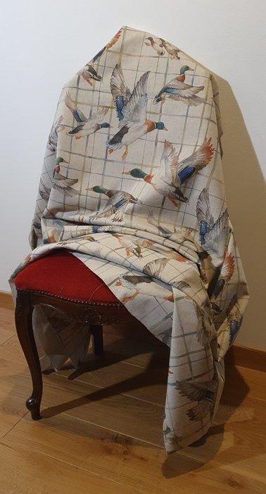 Country stof met wilde eenden in vlucht - linnen-effect, Antiek en Kunst, Antiek | Tapijten, Tafelkleden en Textiel