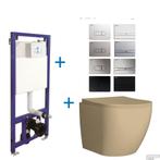 Toiletset Budget 86 Mudo Mat Beige Met B&W Drukplaat, Doe-het-zelf en Bouw, Sanitair, Ophalen of Verzenden, Nieuw, Chroom, Overige typen