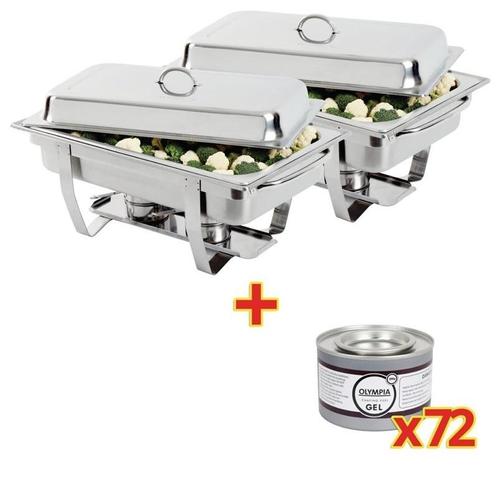 Milan chafing dish 9L | 2x | Met 72-pak brandpasta gel |, Zakelijke goederen, Horeca | Keukenapparatuur, Nieuw in verpakking, Verzenden