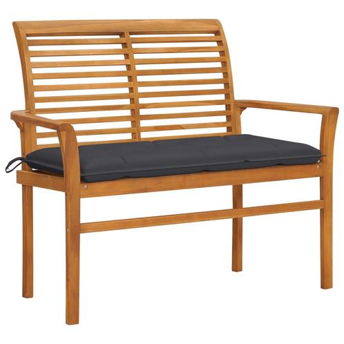 vidaXL Tuinbank met antracietkleurig kussen 112 cm massief, Tuin en Terras, Tuinsets en Loungesets, Nieuw, Verzenden
