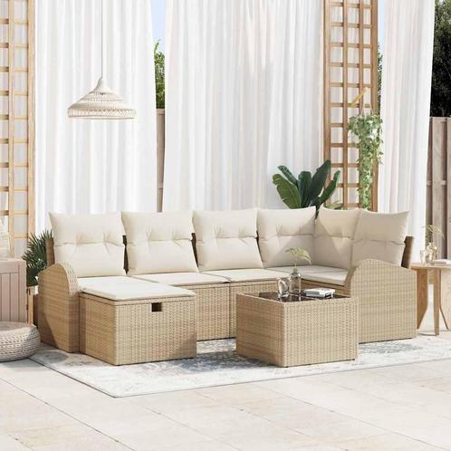 vidaXL Tuinbank Set 7 pcs beige en crèmekleurig 234 x 124 x, Tuin en Terras, Tuinsets en Loungesets, Nieuw, Verzenden