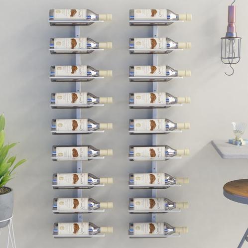 vidaXL Casier à vin mural pour 9 bouteilles 2 pcs Blanc, Maison & Meubles, Accessoires pour la Maison | Porte-bouteilles, Neuf