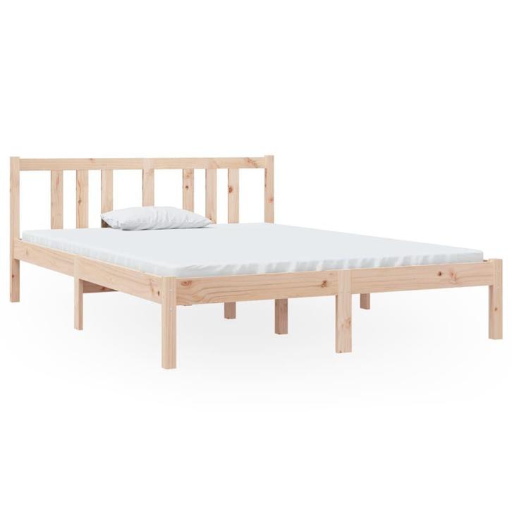Bedframe Hout 135x190 | Retour Deal | 40% Korting!, Huis en Inrichting, Slaapkamer | Bedden, 140 cm, 190 cm of minder, Bruin, Nieuw