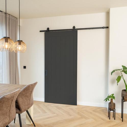 Houten loftdeur, klassiek zwart, 1 vlaks, Doe-het-zelf en Bouw, Raamkozijnen en Schuifdeuren, Nieuw, 75 tot 150 cm, Hout, 150 tot 225 cm