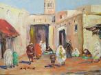 Retaux Bruno (1947) - Rue animée à Marrakech Maroc, Antiek en Kunst, Kunst | Schilderijen | Klassiek