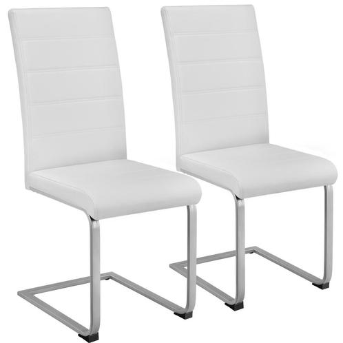 tectake Swingstoelen, kunstleer - wit, Set van 2, Huis en Inrichting, Stoelen, Verzenden
