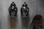 Hand beschilderde porseleinen  vaas in zwart-goud 70 cm, Maison & Meubles, Accessoires pour la Maison | Vases, Verzenden