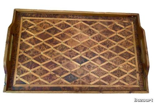 Plateau - Bois - Ronce de noyer véritable, Antiek en Kunst, Curiosa en Brocante