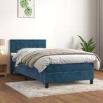 vidaXL Boxspring met matras fluweel donkerblauw 90x200 cm, Verzenden