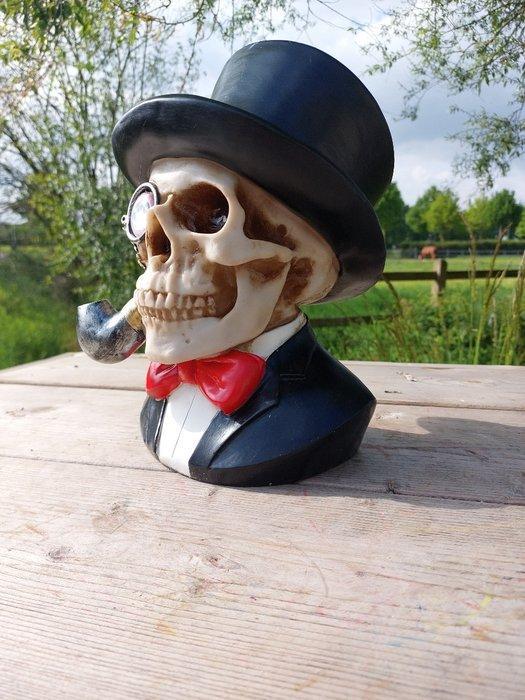 Beeld, head skull black colored - 28 cm - polyresin, Antiek en Kunst, Kunst | Designobjecten