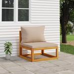 vidaXL Tuinmiddenbank met kussens massief acaciahout taupe, Tuin en Terras, Tuinsets en Loungesets, Verzenden, Nieuw
