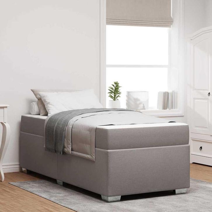 vidaXL Bedframe met matras Taupe 80 x 200 cm Stof, Maison & Meubles, Chambre à coucher | Lits, Envoi