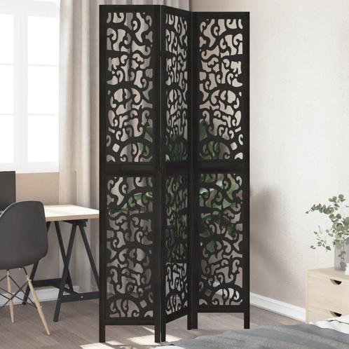 vidaXL Kamerscherm met 3 panelen massief paulowniahout zwart, Huis en Inrichting, Woonaccessoires | Overige, Nieuw, Verzenden
