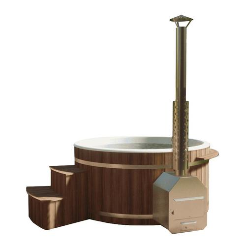 Red Cedar houtgestookte hottub voor 6-8 personen, Tuin en Terras, Zwembaden, 200 tot 400 cm, Rond, Nieuw, 80 tot 120 cm, 200 tot 300 cm