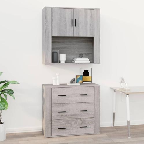 vidaXL Wandkast 80x33x80 cm bewerkt hout grijs sonoma, Huis en Inrichting, Kasten | Overige, Nieuw, Verzenden