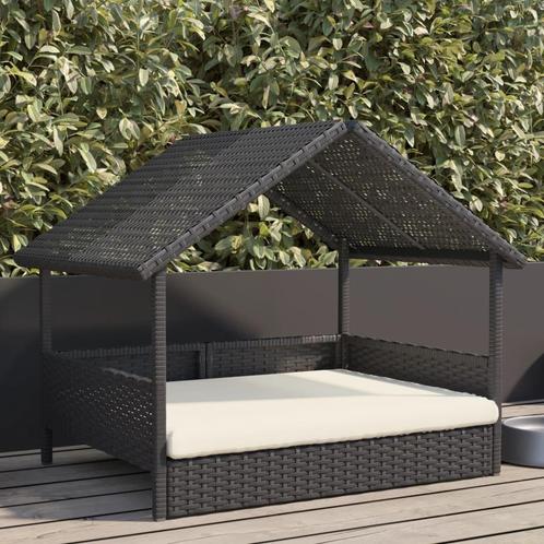 vidaXL Hondenhok met kussen poly rattan, Dieren en Toebehoren, Hondenhokken, Nieuw, Verzenden