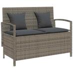 vidaXL Tuinbank met kussen poly rattan grijs, Verzenden, Nieuw
