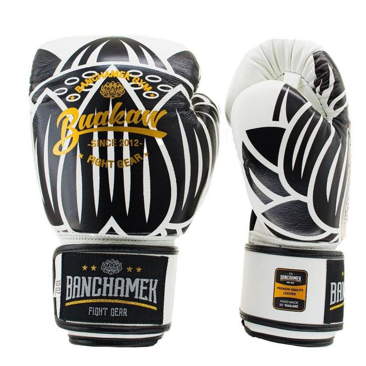 Buakaw Benchamek Muay Thai Bokshandschoenen Wit Leer, Sport en Fitness, Boksen, Bokshandschoenen, Nieuw, Verzenden