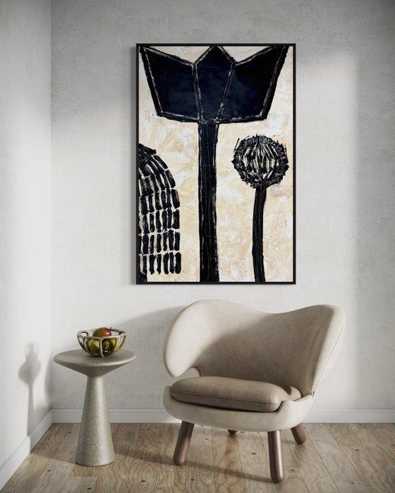 MiLo - Flores Negras ll - XXL, Antiquités & Art, Art | Peinture | Moderne