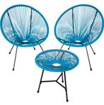 tectake Set van 2 stoelen Santana met tafel - blauw, Tuin en Terras, Verzenden, Nieuw