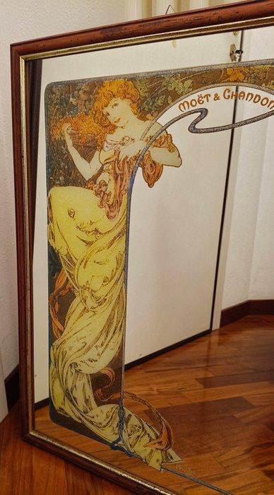 Moët & Chandon - Alphonse Mucha - Spiegel - Glas, Hout -, Antiquités & Art, Curiosités & Brocante