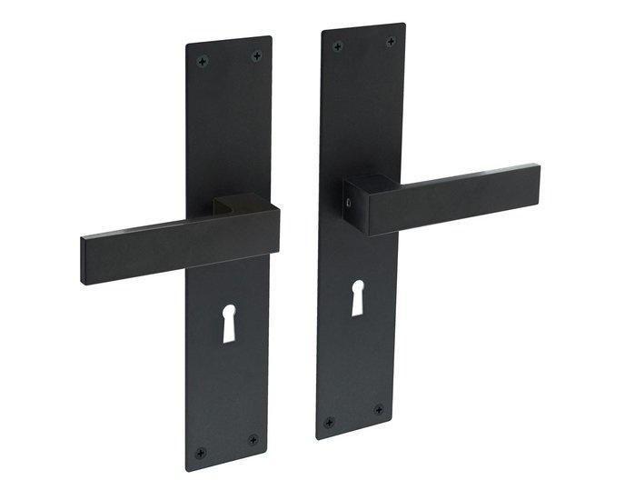 Deurklink Amsterdam schild zwart sleutelgat 56mm, Doe-het-zelf en Bouw, Hang- en Sluitwerk, Klink of Kruk, Nieuw, Ophalen of Verzenden
