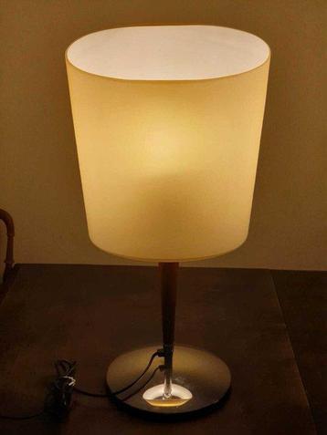 Lampe de table - verre, bois de cerisier - Lampe vintage en