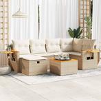 vidaXL 7-delige Loungeset met kussens poly rattan beige, Tuin en Terras, Verzenden, Nieuw, Loungeset