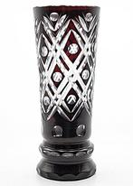 Art Deco Faceted Burgundy Crystal Glass Vase 1920 - Vase -, Antiek en Kunst