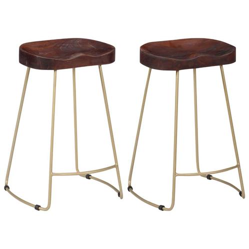 vidaXL Tabourets de bar Gavin lot de 2 bois de manguier, Maison & Meubles, Tabourets de bar, Neuf, Envoi