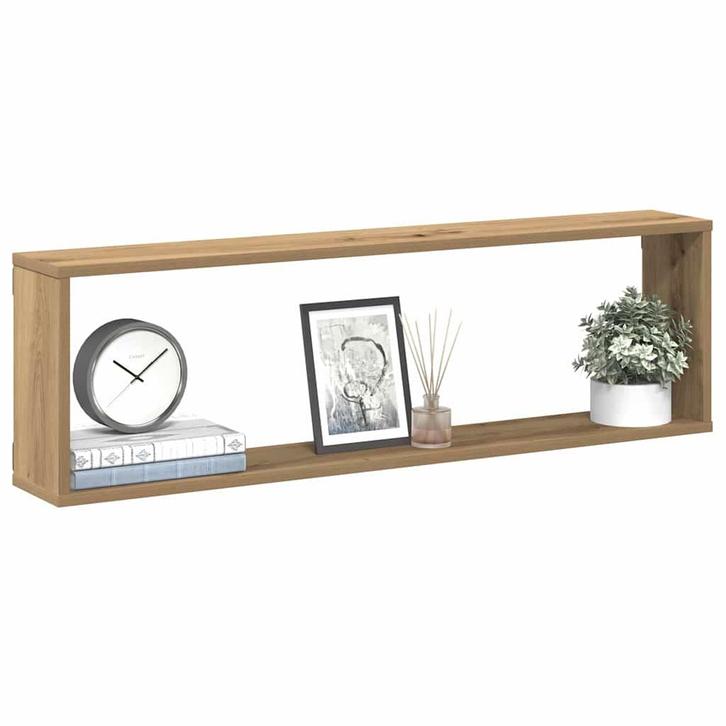 vidaXL Wandschappen kubus 2st 100x15x30cm bewerkt hout, Huis en Inrichting, Kasten | Wandmeubels, Nieuw, Verzenden