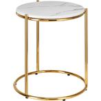 tectake Bijzettafel Ellsa, marmeren blad, stalen frame - wit, Verzenden, Nieuw