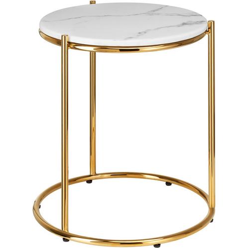 tectake Bijzettafel Ellsa, marmeren blad, stalen frame - wit, Huis en Inrichting, Tafels | Bijzettafels, Verzenden