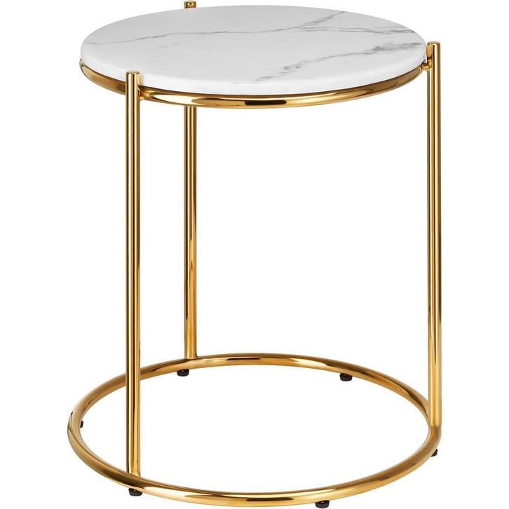 tectake Bijzettafel Ellsa, marmeren blad, stalen frame - wit, Huis en Inrichting, Tafels | Bijzettafels, Verzenden