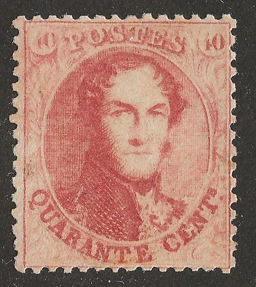 Belgique 1865 - médaillon 40c rose carmin - perforation 14½, Postzegels en Munten, Postzegels | Europa | België
