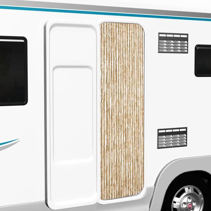 vidaXL Vliegengordijn 56x200 cm chenille beige, Doe-het-zelf en Bouw, Deuren en Vliegenramen, Nieuw, Verzenden